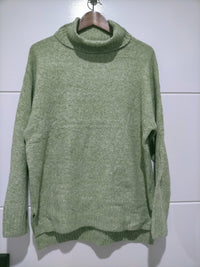 Canyon Roll Neck Knit Jumper Marled Avocado Kenzie Tenzie