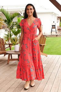 Carmen Maxi Dress Babylon Flower print Kenzie Tenzie