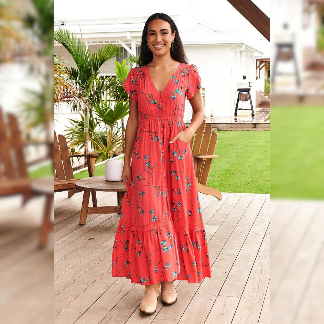 Carmen Maxi Dress Babylon Flower print Kenzie Tenzie