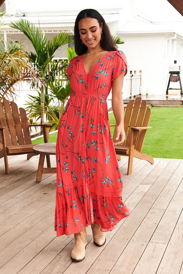 Carmen Maxi Dress Babylon Flower print Kenzie Tenzie