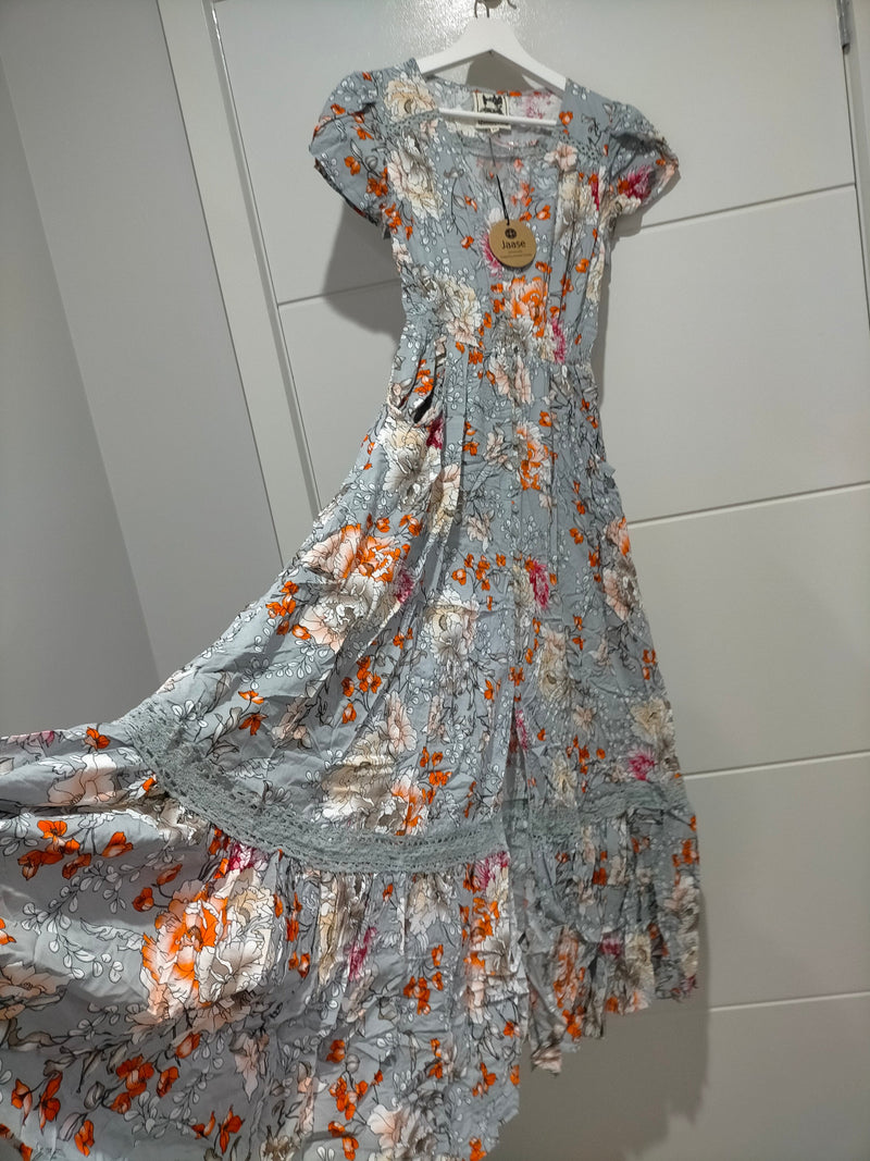 Carmen Maxi Dress Orange Blossom Print Kenzie Tenzie