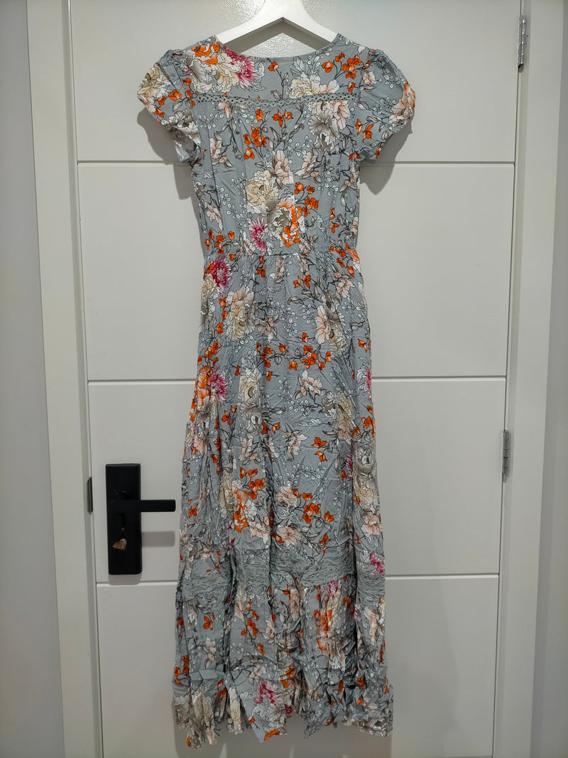 Carmen Maxi Dress Orange Blossom Print Kenzie Tenzie