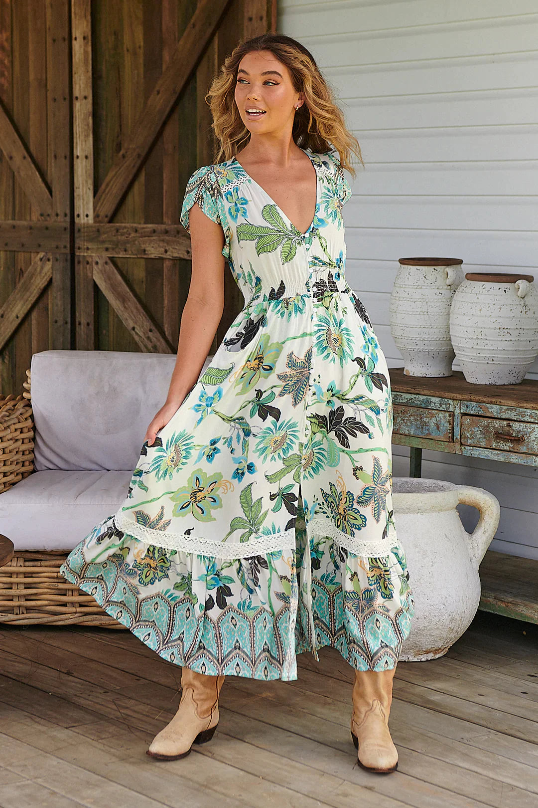 Carmen Maxi Dress Utopia print Kenzie Tenzie