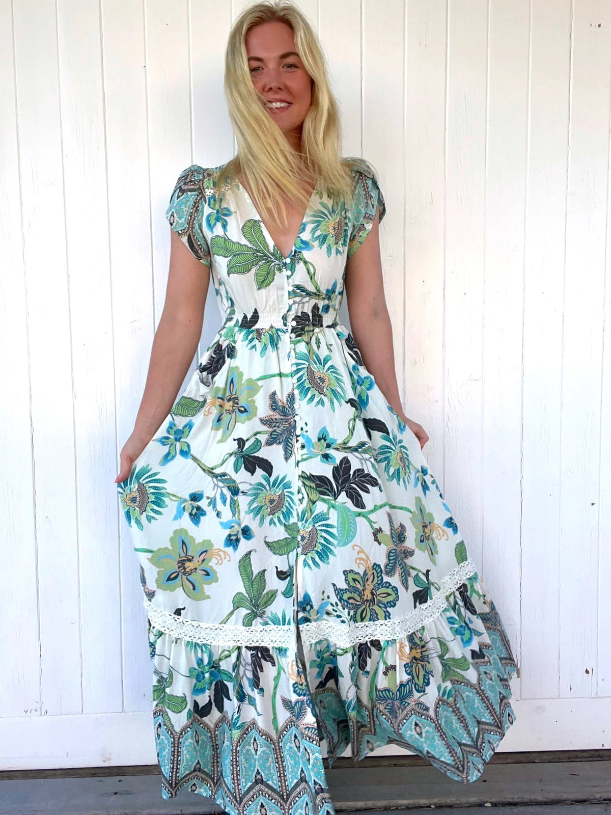 Carmen Maxi Dress Utopia print Kenzie Tenzie