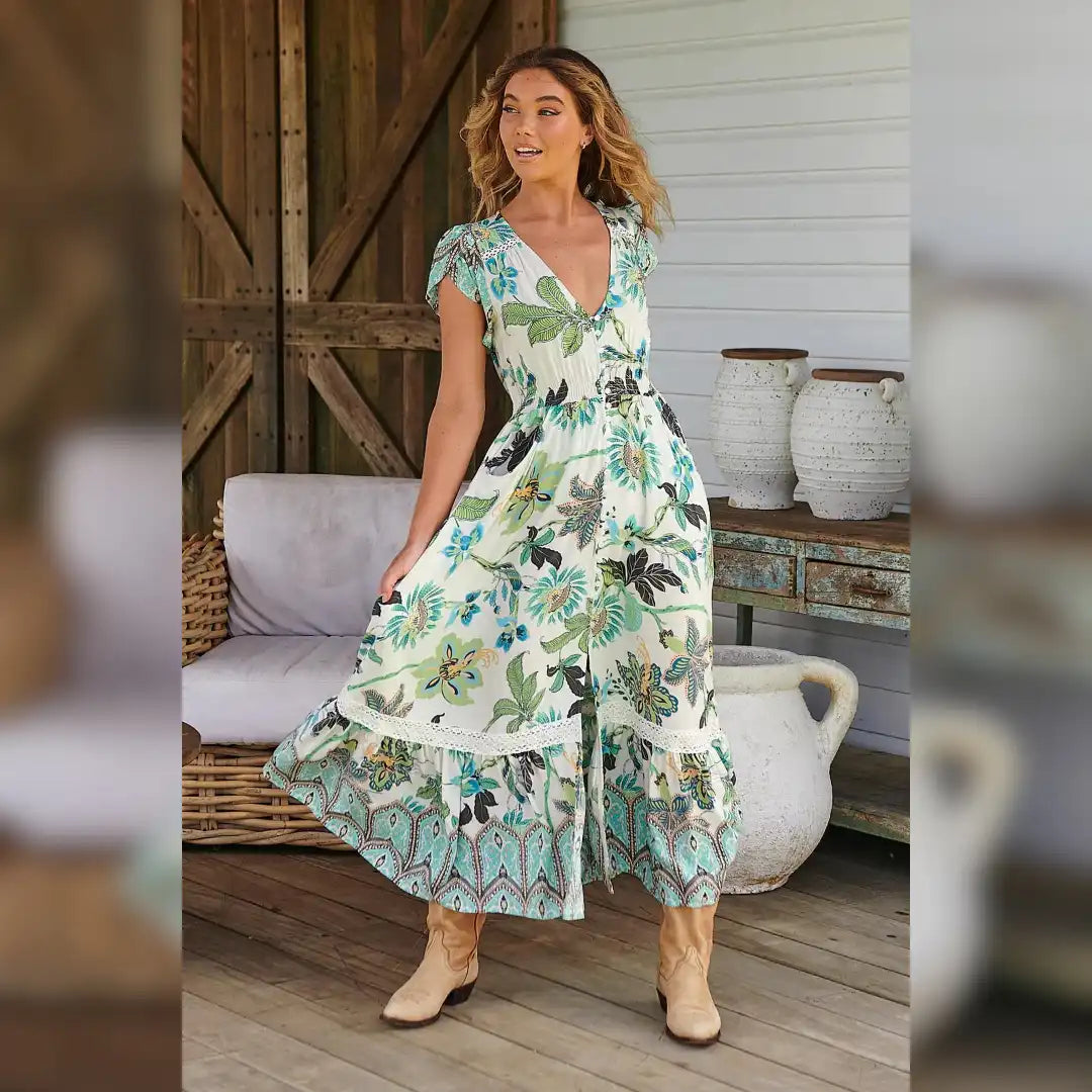 Carmen Maxi Dress Utopia print Kenzie Tenzie