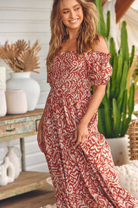 Claudette Maxi Dress Wilderness Cherry print Kenzie Tenzie