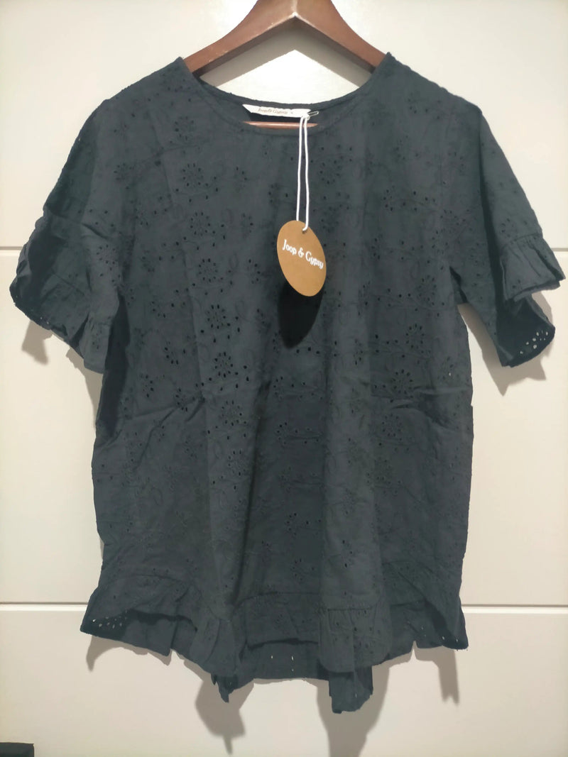 Coastal Broderie Top - Black Kenzie Tenzie