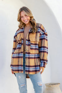 Coco Lux Shacket Caramel check Kenzie Tenzie