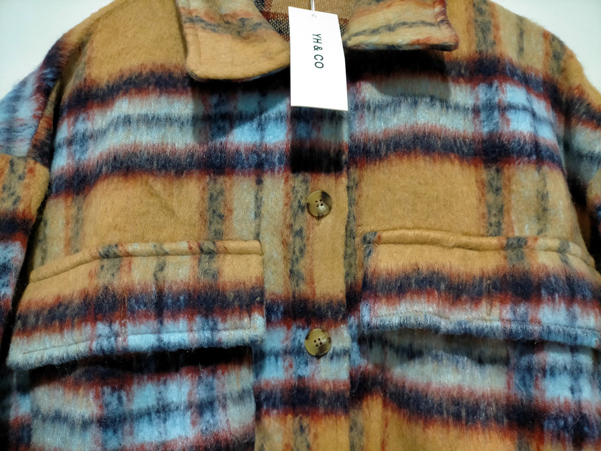 Coco Lux Shacket Caramel check Kenzie Tenzie