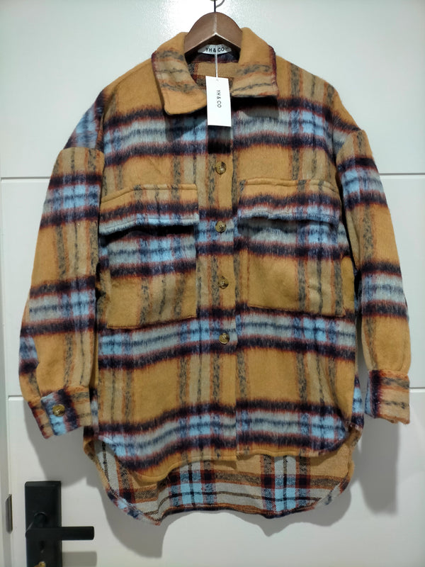 Coco Lux Shacket Caramel check Kenzie Tenzie