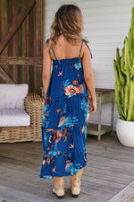 Cognac Maxi Dress Floral Carnival print