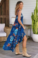 Cognac Maxi Dress Floral Carnival print
