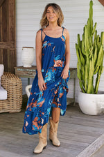 Cognac Maxi Dress Floral Carnival print