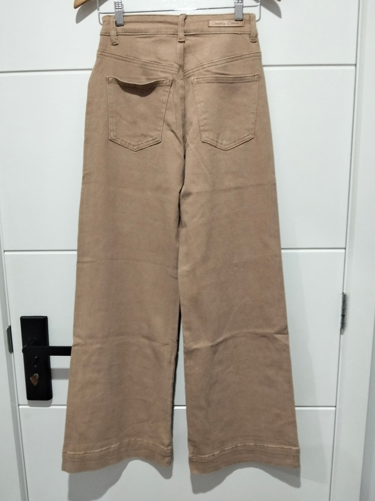 Brownstone Straight Leg Flare Jeans warm beige – flat lay back full length view