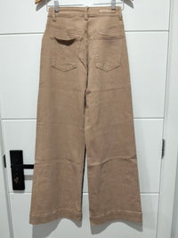 Brownstone Straight Leg Flare Jeans warm beige – flat lay back full length view