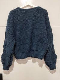 Jaase Cozy Knit Cardi Floral navy blue – flat lay back view