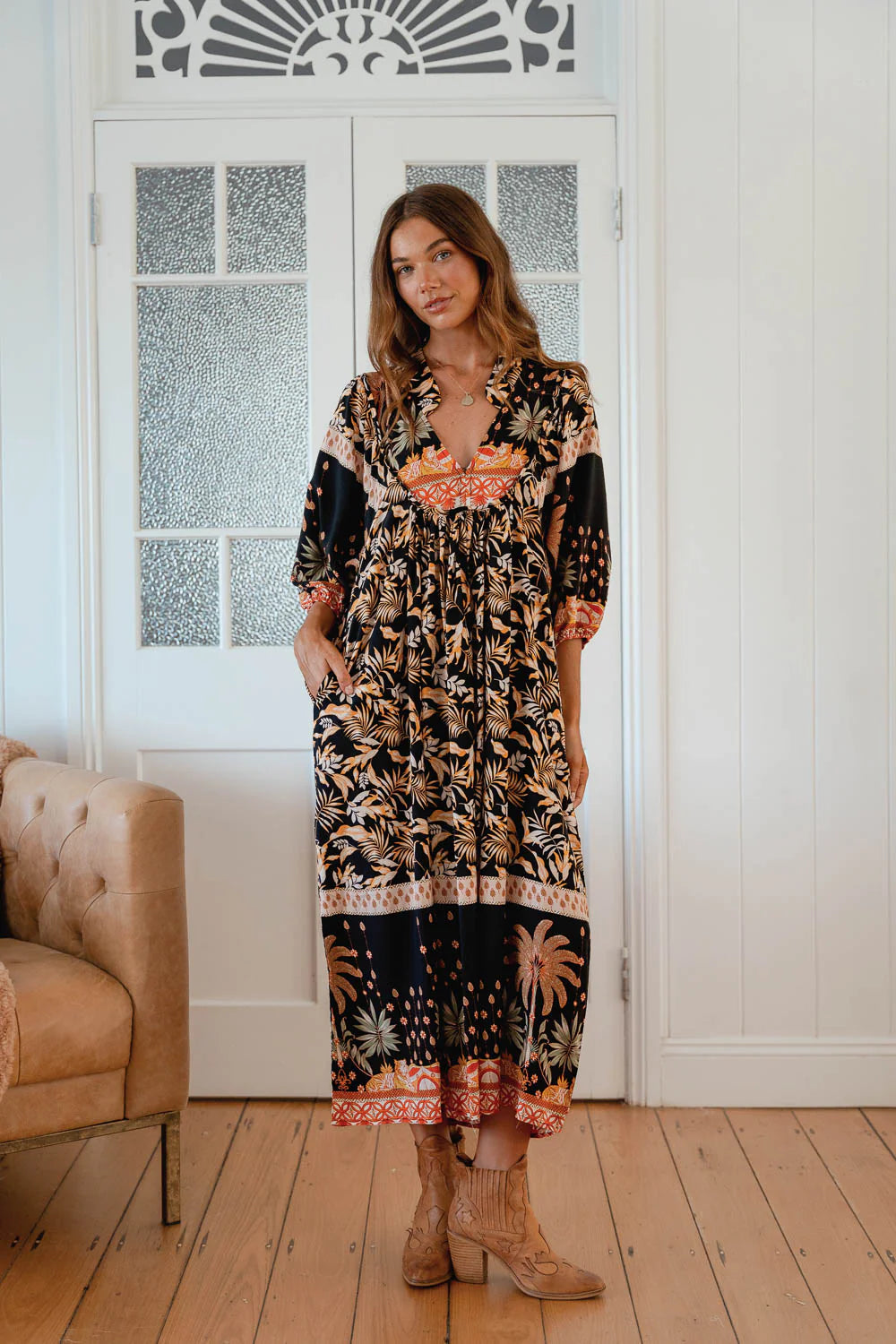 Boheme Midi Dress ~ Jardin Print