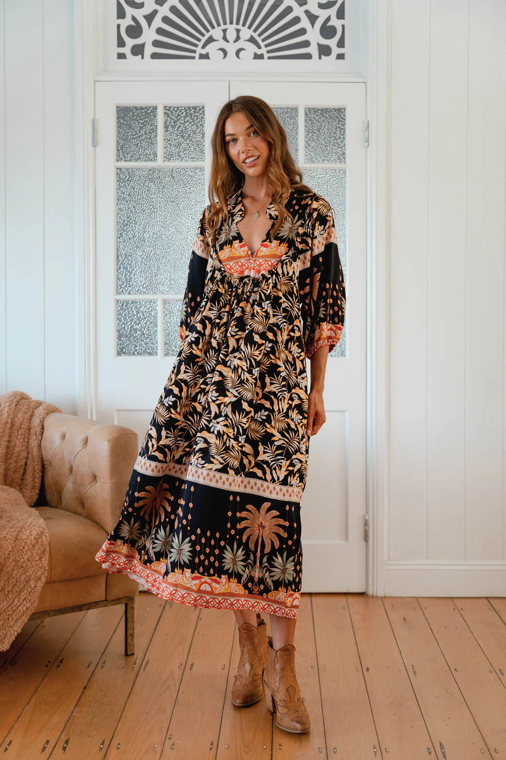 Boheme Midi Dress ~ Jardin Print