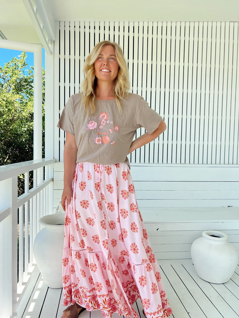 Daphne Maxi Skirt in Desert Wildflower print