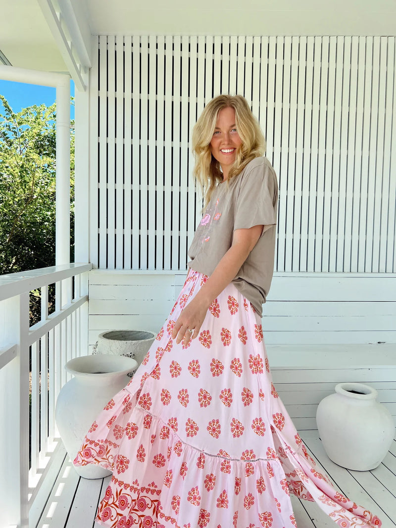 Daphne Maxi Skirt in Desert Wildflower print