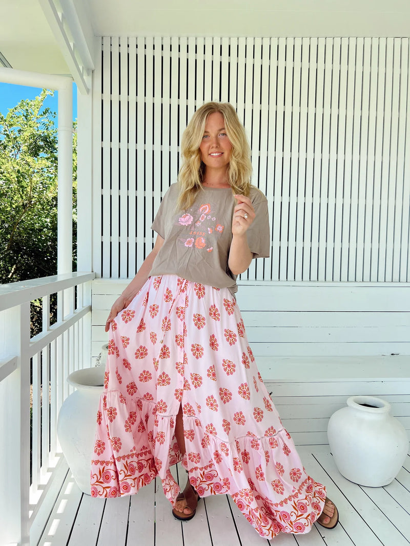 Daphne Maxi Skirt in Desert Wildflower print