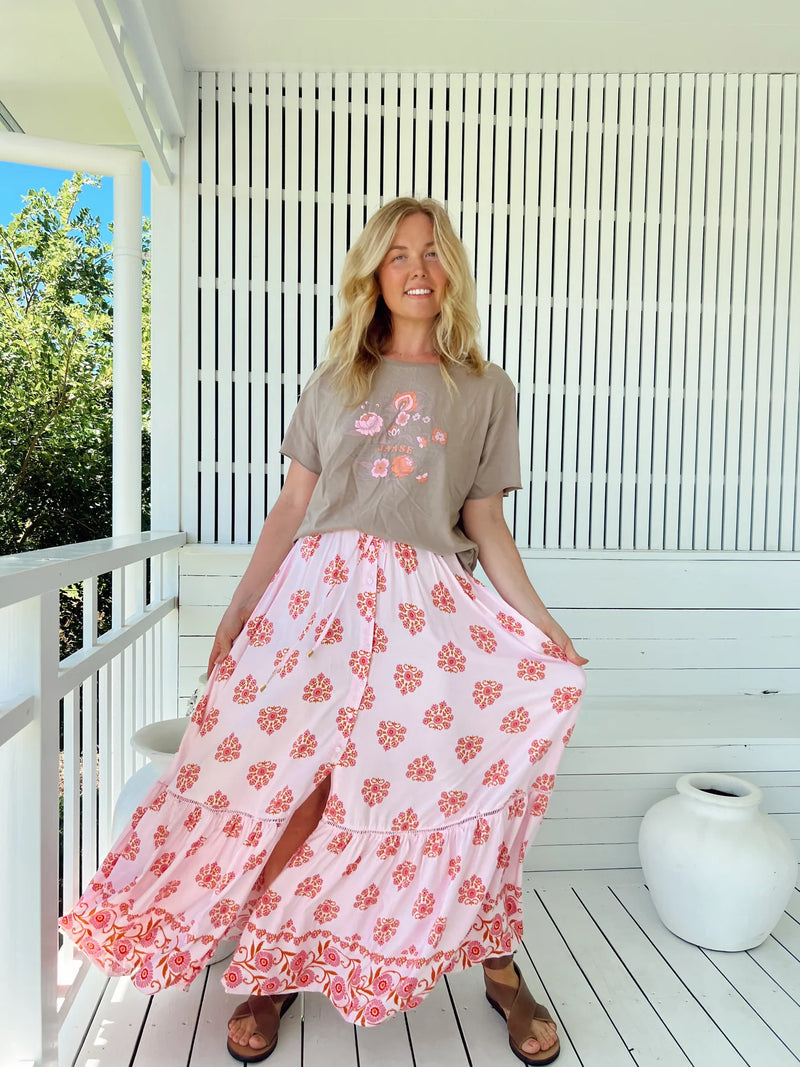 Daphne Maxi Skirt in Desert Wildflower print