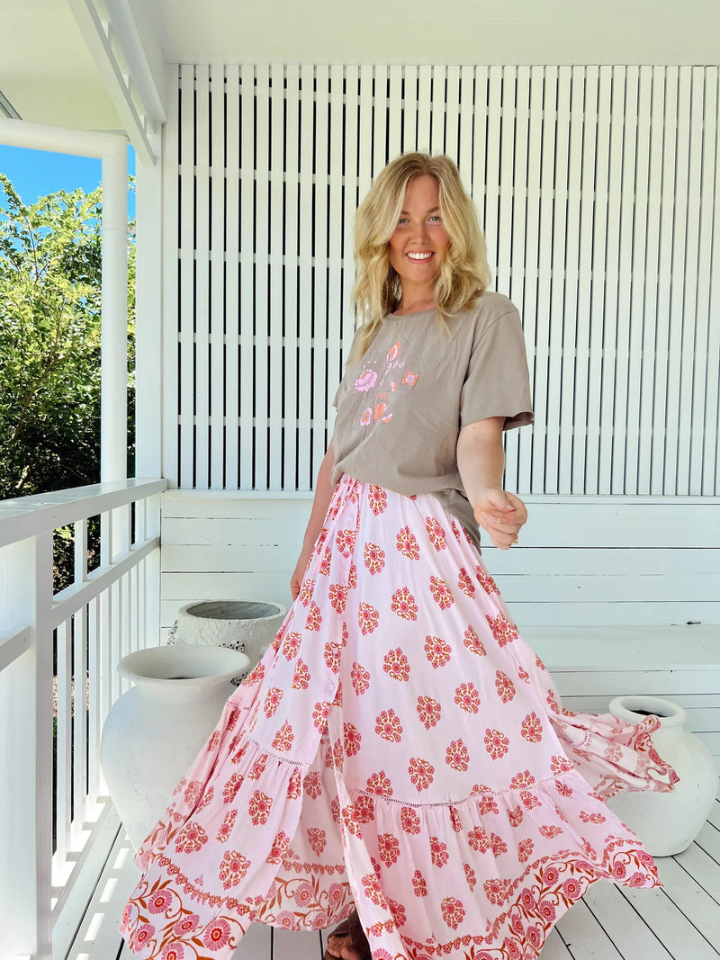 Daphne Maxi Skirt in Desert Wildflower print