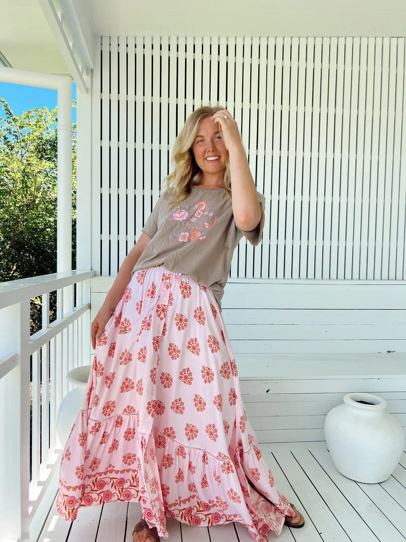 Daphne Maxi Skirt in Desert Wildflower print