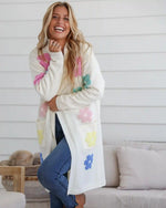 Flower Power Knit Cardigan - Cream