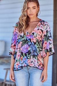 Gabriella Top Midnight Tropics Print Kenzie Tenzie