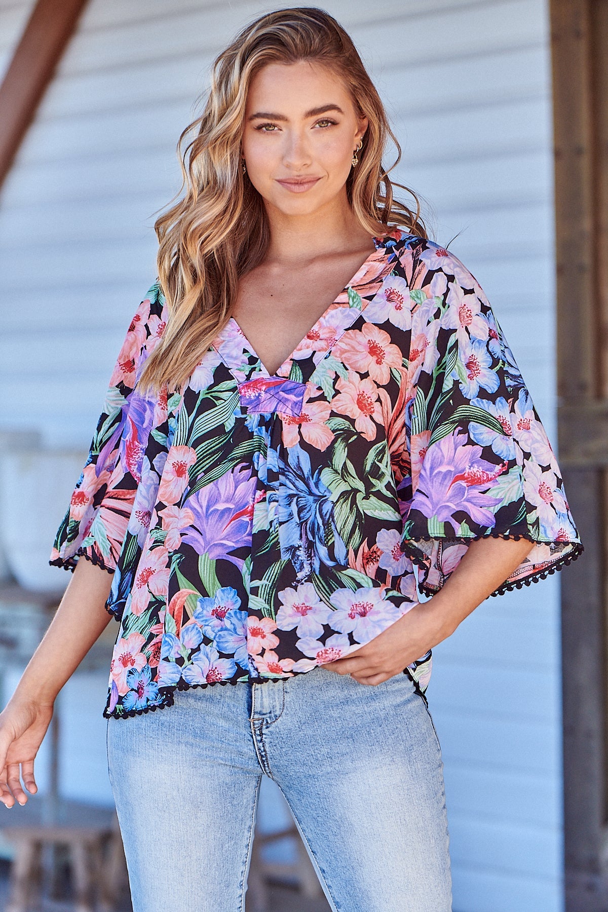 Gabriella Top Midnight Tropics Print Kenzie Tenzie