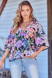 Gabriella Top Midnight Tropics Print Kenzie Tenzie
