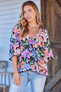 Gabriella Top Midnight Tropics Print Kenzie Tenzie