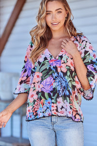 Gabriella Top Midnight Tropics Print Kenzie Tenzie