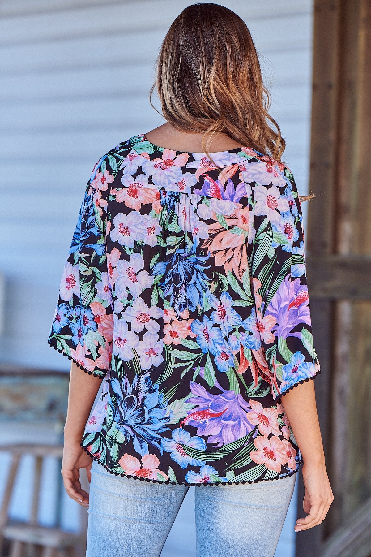 Gabriella Top Midnight Tropics Print Kenzie Tenzie