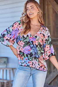 Gabriella Top Midnight Tropics Print Kenzie Tenzie