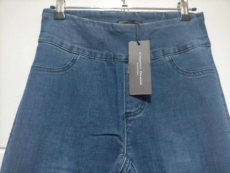 Greece Pull on Jeans - Mid Wash Blue Kenzie Tenzie