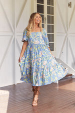 Rosella Midi Dress Blue Dusk print
