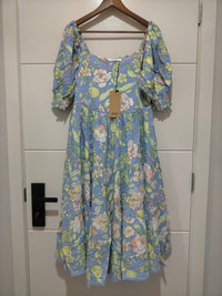 Rosella Midi Dress Blue Dusk print