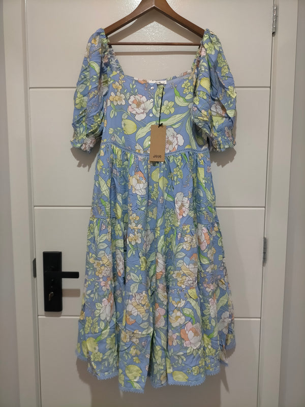 Rosella Midi Dress Blue Dusk print