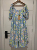 Rosella Midi Dress Blue Dusk print