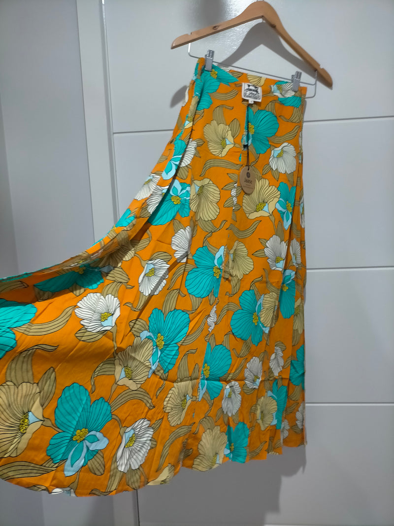 Rocky Maxi Skirt Aqua Fields print