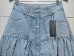 London Denim Button Front Maxi Skirt Light Blue
