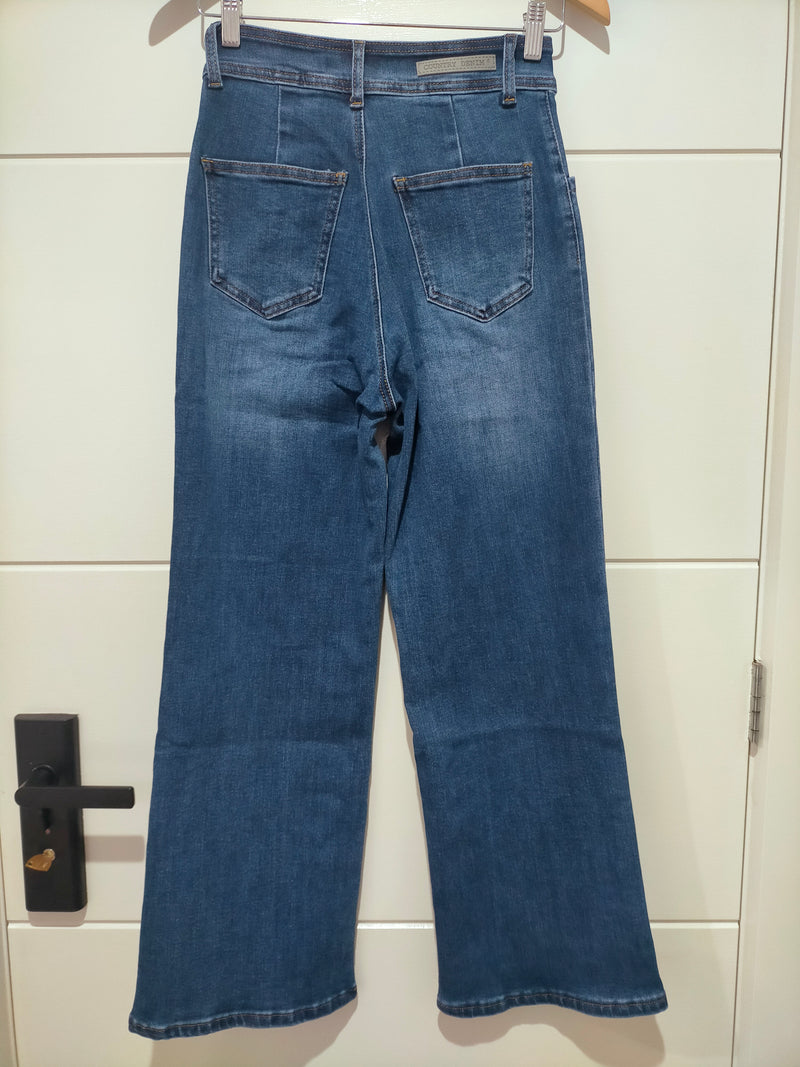 J-Lo Wide Leg Crop Jeans - Dark Blue
