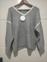 Havana Contrast Knit Jumper Grey