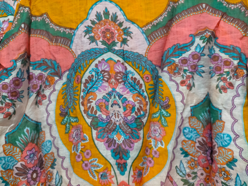 Malta Blouse Top - Pink and Mango Paisley print