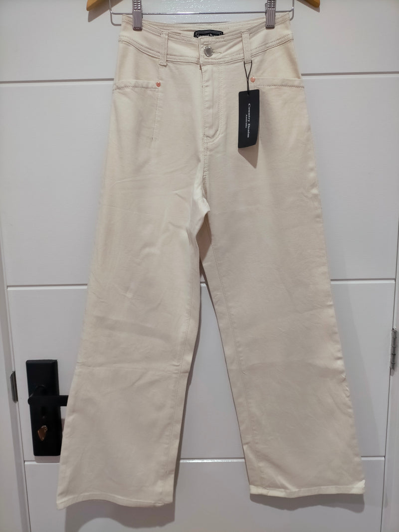 J-Lo Wide Leg Crop Jeans - Sand