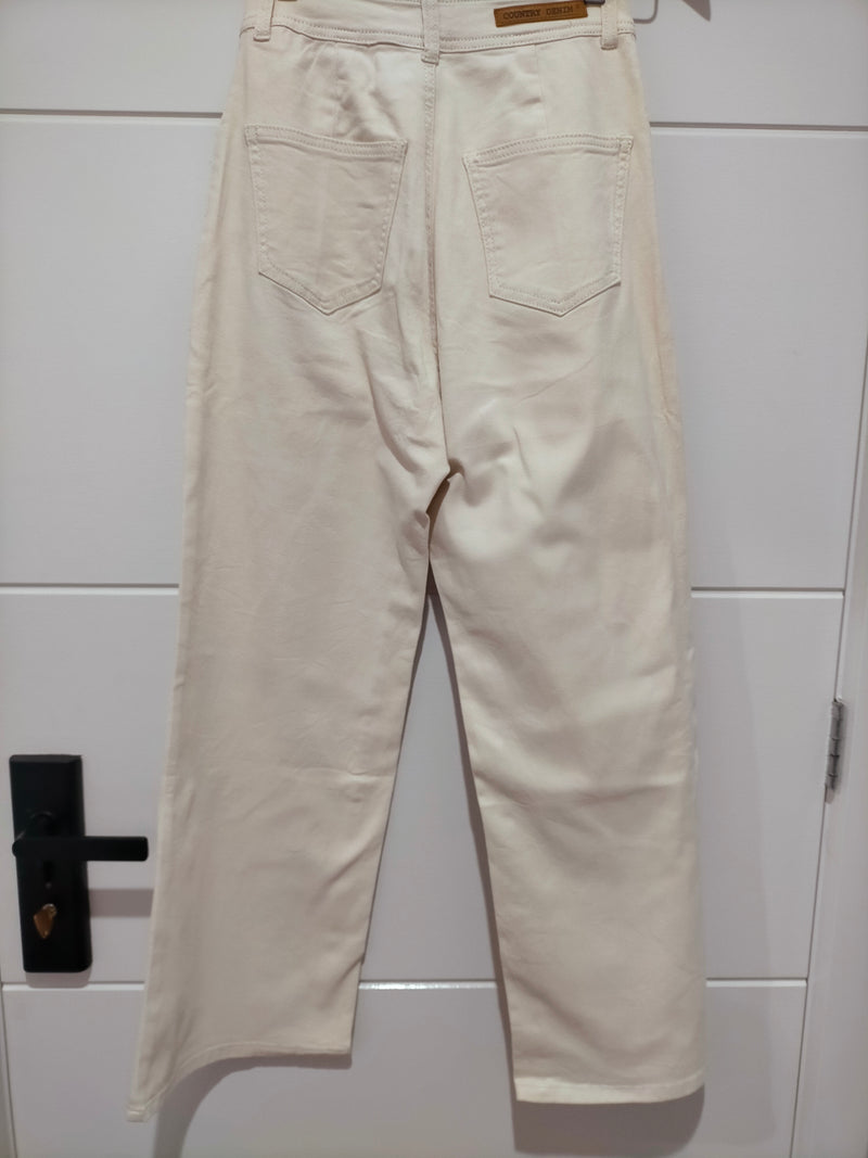 J-Lo Wide Leg Crop Jeans - Sand