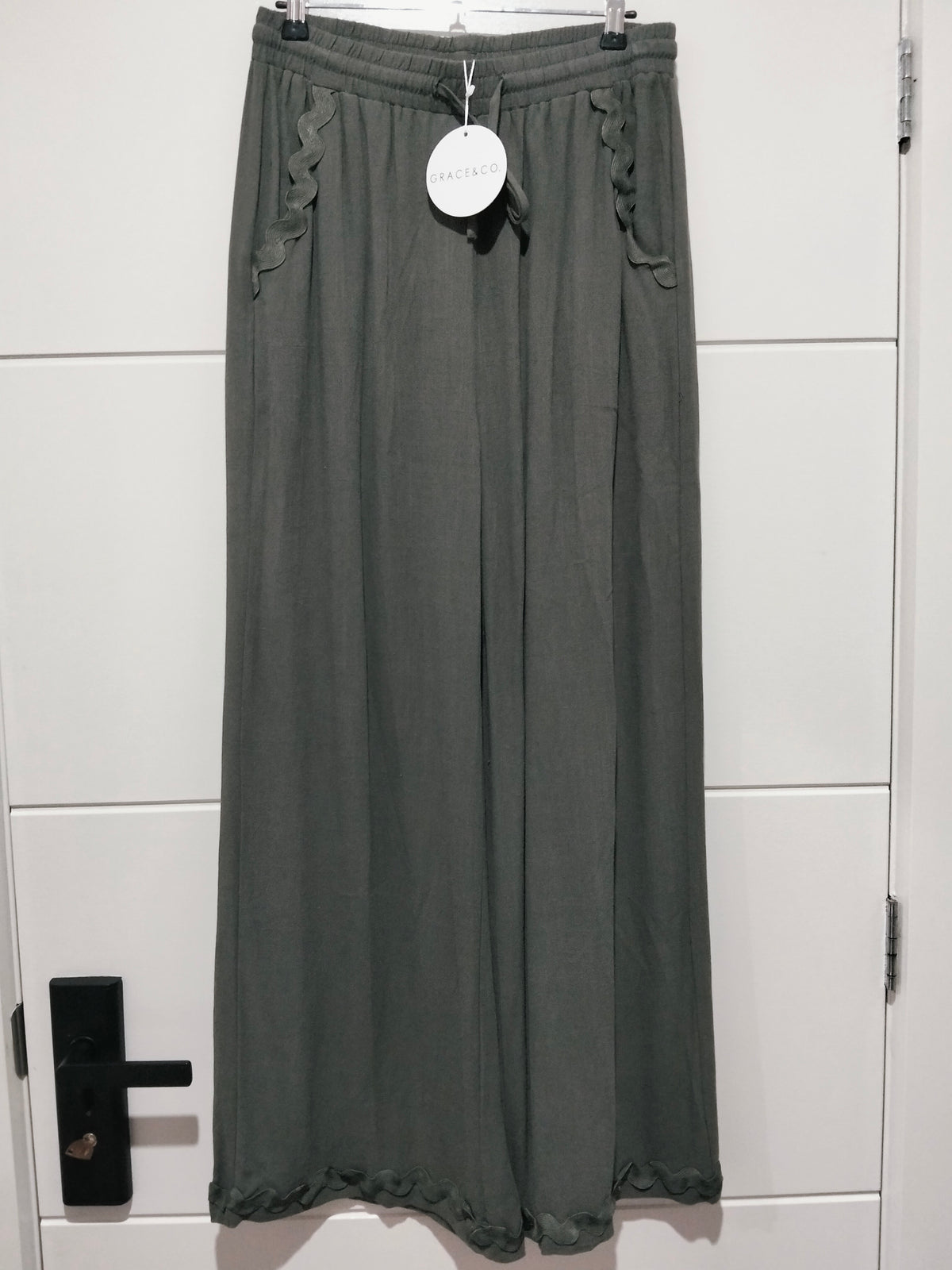 Aspen Linen Ric Rac Pants - Khaki