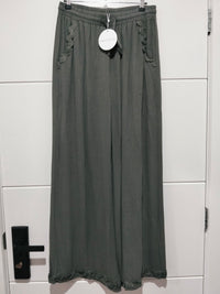 Aspen Linen Ric Rac Pants - Khaki